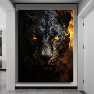 Gedruckte Leinwand Schwarzer Panther Kunst Leinwand Wandkunst, Moderne Graffiti Leinwand, Wohnzimmer Dekor, Bürodekor DIY Rahmen Kunstwerk Moderne Pop Art