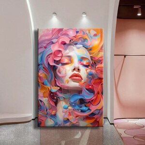 Frau Pop Art Graffiti Buntes Abstraktes Ölgemälde Pop Art Leinwand Druck Wandkunst Home Leinwand Dekoration Innendekor