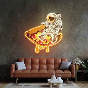 Letrero de neón personalizado con forma de dibujos animados, astronauta, luces LED de neón, decoración de barra de neón personalizada, tienda, cocina, letreros de neón, decoración de pared de arte pop