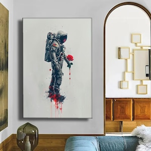 Astronaut Pop Art Canvas – Canvas Print, Minimalist Graffiti Street Art, Futuristic Wall Decor Modern , Large Wall Art, Luxury Canvas Art