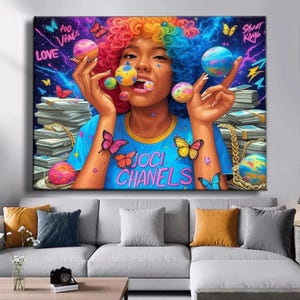 Space Galaxy Pop Art Canvas Print – Vibrant Graffiti Street Art, Cosmic Aesthetic Wall Decor, Colorful Modern Artwork for Home or Office