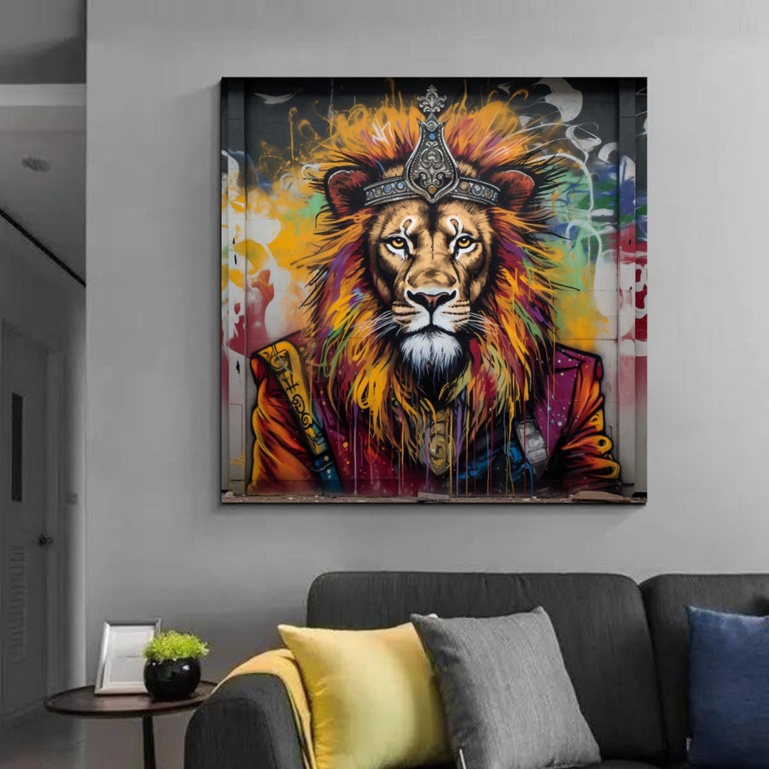 Royal King Lion Graffiti Art Canvas Print - Home Decor - Etsy