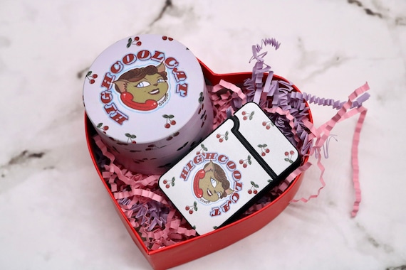 Mini Gift Set - 62 MM Grinder & Lighter in Heart-Shaped Box - Perfect Convenient Gift