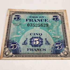 1944 France 2 Franc Paper Note - WWII Era French Bank Note 