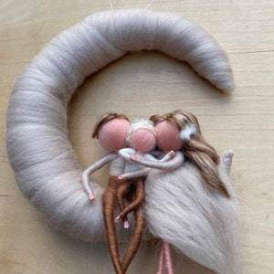 family moon, sibling moon, gift idea, birth gift, felt moon, baby mobile