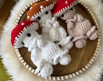 Pattern: Myrna the mini Mushroom Snuggler, crochet pattern, Toadstool security blanket pattern, lovey pattern, PDF Pattern Only