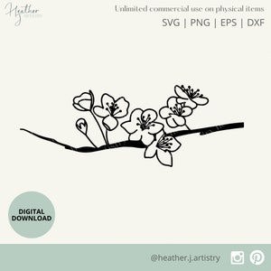 Cherry Blossom SVG - Blossom SVG - Bloom SVG - Branch Svg - Spring Svg - Spring Flowers Svg - flowers svg - floral svg - line art svg- svg