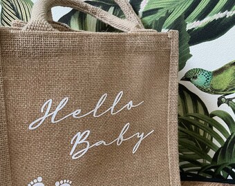 Baby Shower Tote Bag Jute Gift Bag Gift Wrap Natural