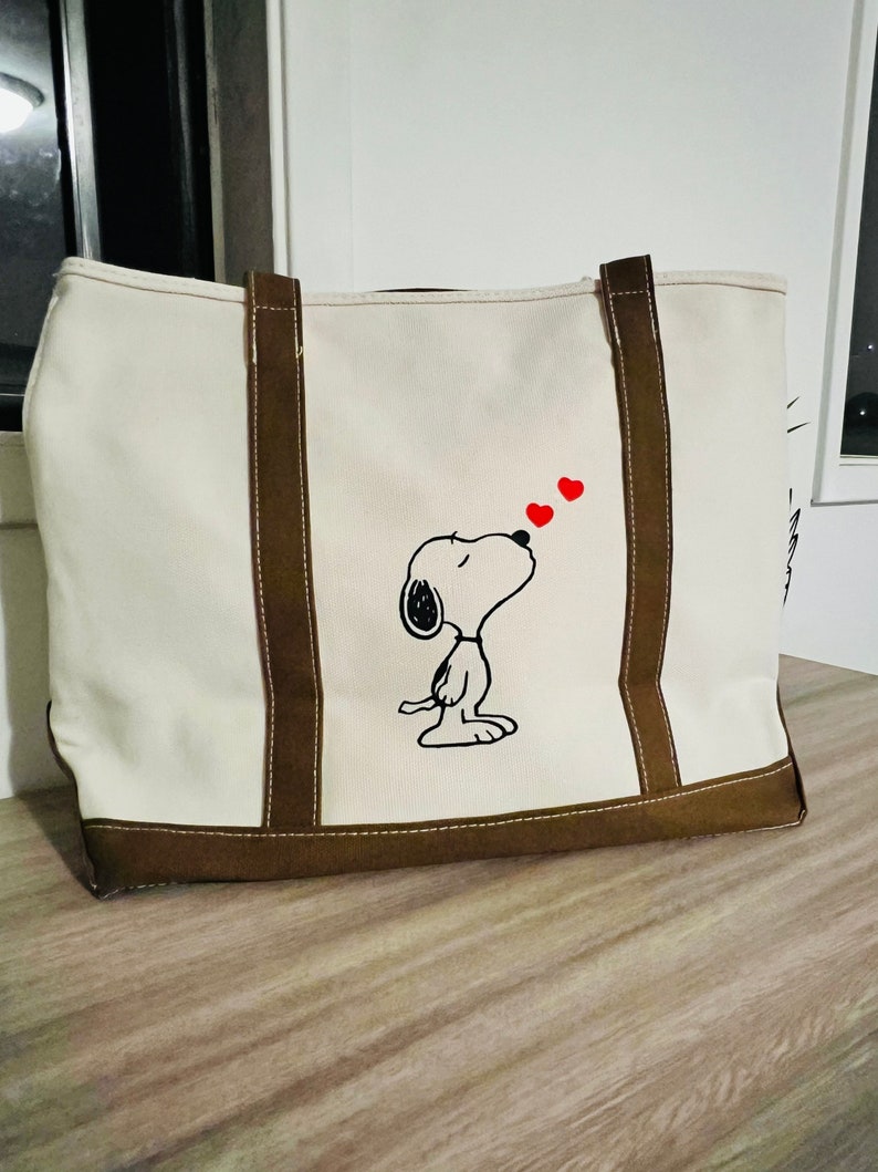 Medium Size Canvas Shoulder Bag Boat Tote Etsy