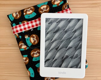 Kindle Paperwhite Case, Kindle Cover, Padded Kindle Cover, Kindle Sleeve, Fabric Kindle Sleeve, Protective Sleeve, Sloth Pattern