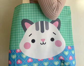 Foldable Bag, Bag with Waterproof Lining, Shopping Bag, Book Bag, Ecobag, Portable bag, Christmas Gift, Storage Bag, Tote bag, Love Cats.
