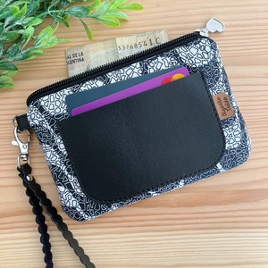 Carteira minimalista, bolso feminino, carteira fina, carteira para cartão de crédito, couro sintético, carteira pequena feminina, carteira vegana, porta-moedas, estampa floral