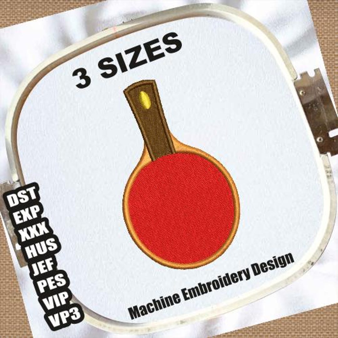 Table Tennis Racket Machine Embroidery Designs | Ping Pong Racket ...