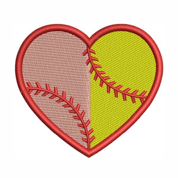 Baseball Heart Embroidery Design | Baseball Love Embroidery Design Pattern | Baseball Embroidery Design DST PES Format