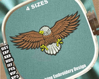 American Eagle Embroidery Design | USA Eagle Dst File | Bald Eagle Pes File | Eagle Flaying Embroidery Pattern |  Eagle Bird Embroidery File