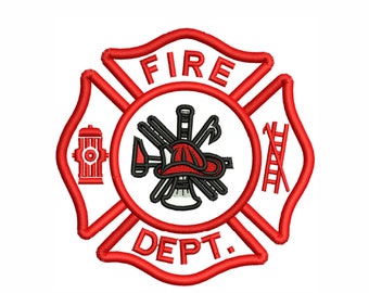 Fire Logo Embroidery Design | Firefighter Rescue Embroidery Design Pattern | Fire Brigade Embroidery Design DST PES Format