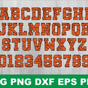 Alphabet de basket-ball et chiffres Svg, police de basket-ball Png, nombre de basket-ball avec des fichiers vectoriels de lettres, polices de l'alphabet de basket-ball de sport Svg