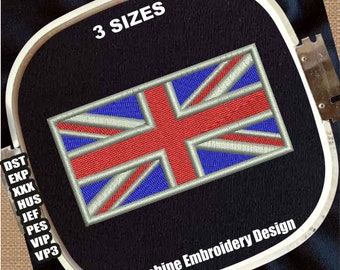 Union Jack Flag Embroidery Patterns | United Kingdom Flag Dst Files | UK National Flag Pes File | British Flag Machine Embroidery Designs