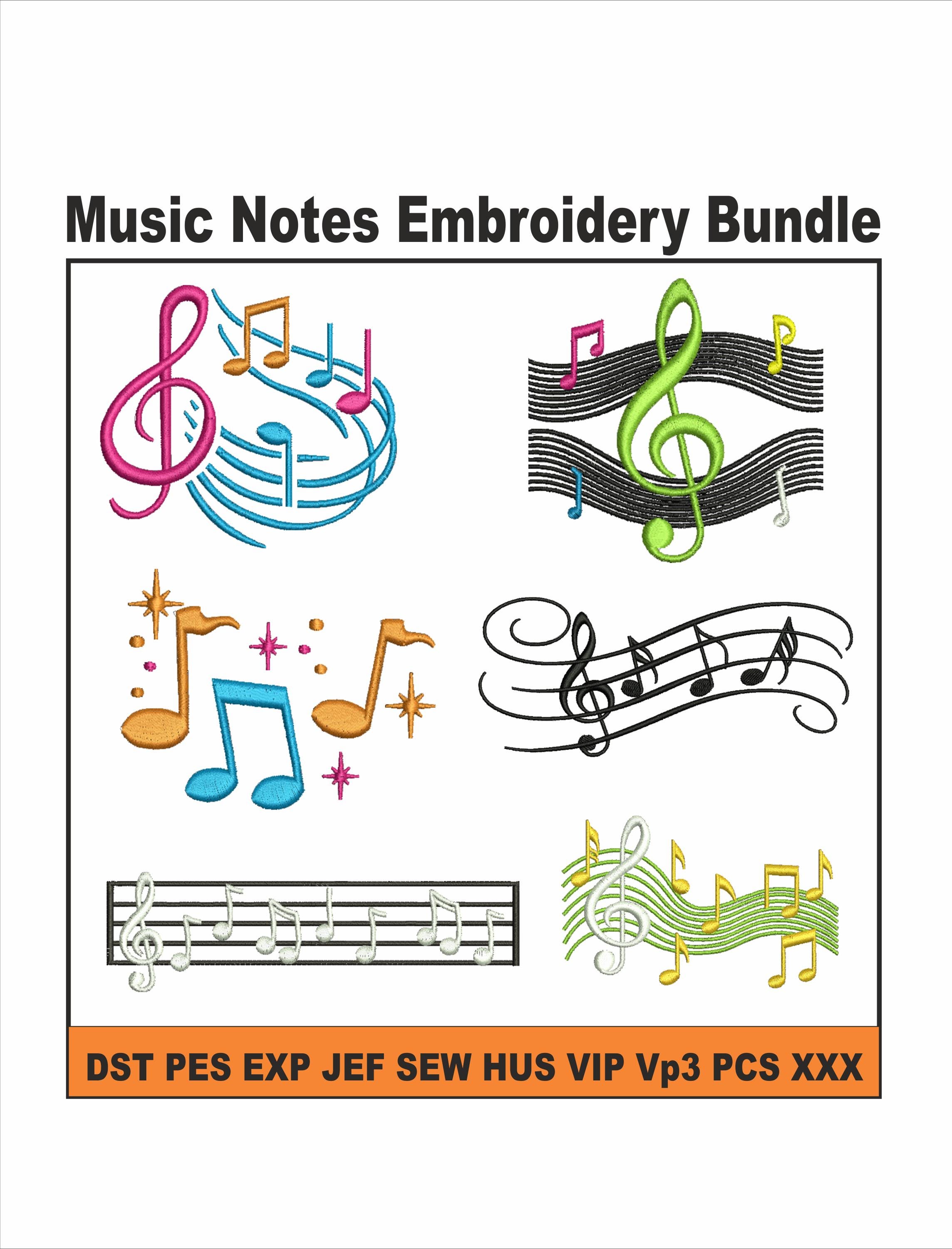 Music Notes Machine Embroidery Designs Bundle | Musical Symbol ...
