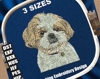Shih Tzu Machine Embroidery Design | Dog Embroidery Pattern | Animals Embroidery File | Dog Breed Embroidery Files | Shih Tzu Dog Embroidery