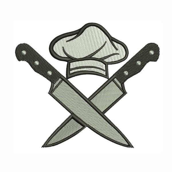 Chef With Knife Logo Embroidery Design | Chef Knife Machine Embroidery Design Pattern | Chef Knife Embroidery Design DST PES Format
