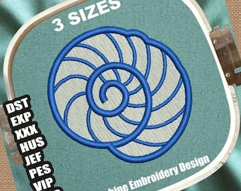 Muschel Stickdatei für die Maschine | Muschel Stickmuster | Strand Stickdatei | Stickdatei Sommer, Nautische Stickerei