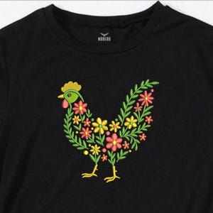 Floral Chicken Machine Embroidery Designs | Flowers Rooster Embroidery Patterns | Chicken Embroidery File | Hen Embroidery | Bird Embroidery