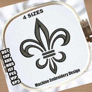 Fleur De Lis Diseño de bordado / Fleur De Lys Símbolo Archivos DST / Escudo de armas Archivos PES / Fleur De Lis Logo Máquina Patrones de bordado