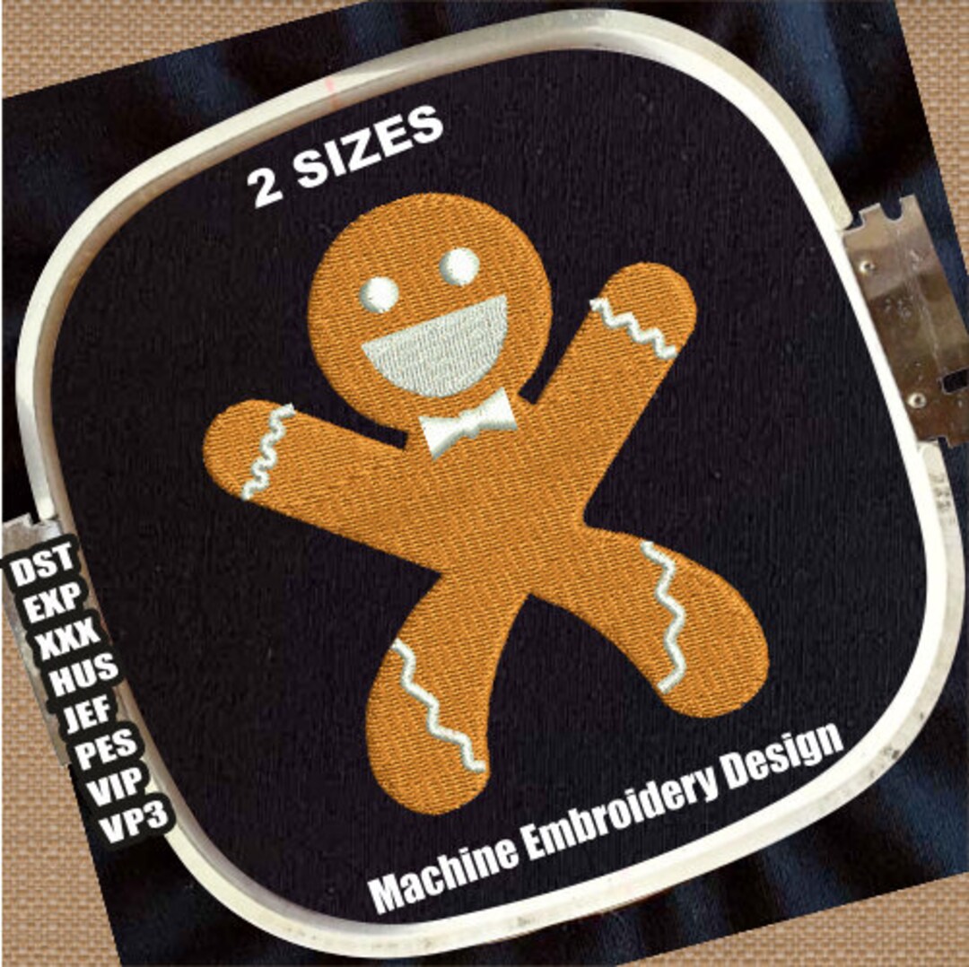 Gingerbread Man Embroidery Patterns | Gingerbread Pes Files | Happy ...
