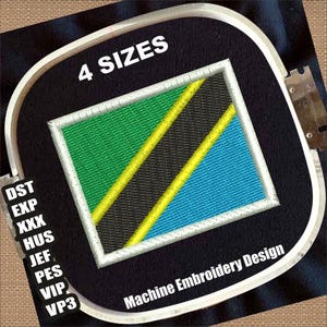 Flag of Tanzania Machine Embroidery Designs | Tanzania Flag Embroidery Patterns | Tanzania National Flag Embroidery Files | Flag Embroidery