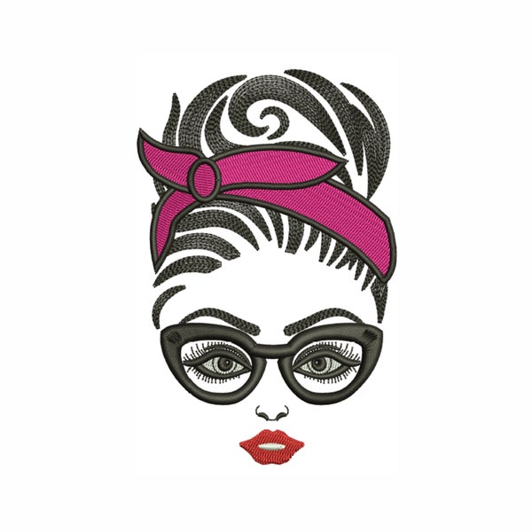Messy Bun Woman Head Embroidery Design | Messy Bun Girls Embroidery Design | Messy Bun Embroidery Design DST PES Format