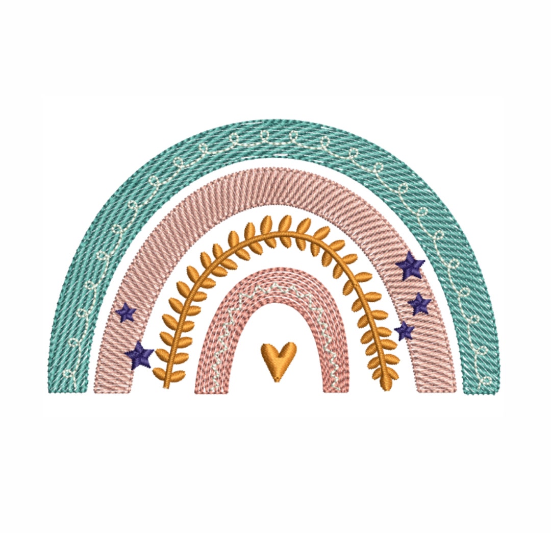 Rainbow Machine Embroidery Design | Boho Raibbow Machine Embroidery ...