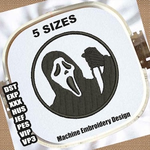 Halloween Ghostface Machine Embroidery Designs | Scream Embroidery Patterns | Horror Embroidery Files | Ghost Embroidery | Scary Embroidery