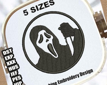 Halloween Ghostface Machine Embroidery Designs | Scream Embroidery Patterns | Horror Embroidery Files | Ghost Embroidery | Scary Embroidery