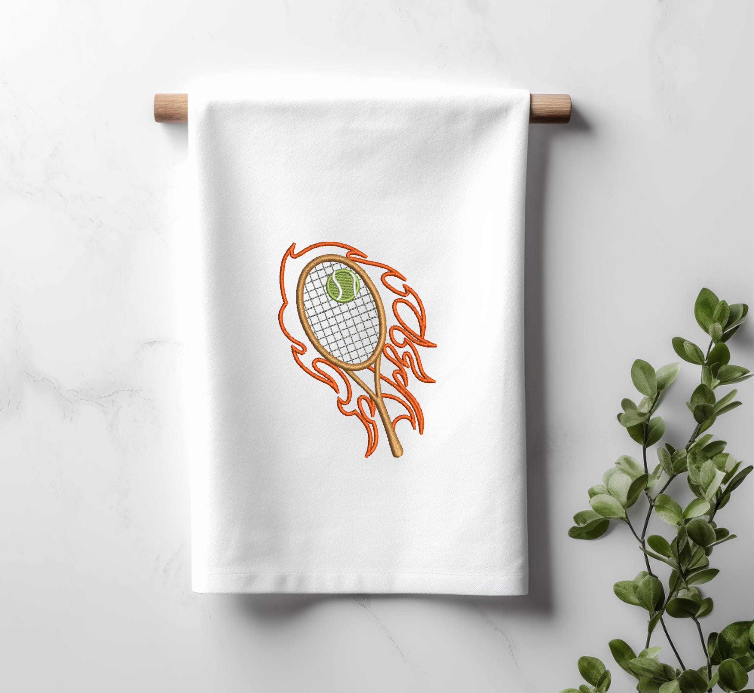 Tennis Racket With Flames Tennis Racket With Flame Machine Embroidery Design | Tennis Racket ...