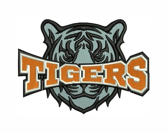Tigers Mascot Embroidery Design | Tigers Logo Dst file | Tigers Animal Pes file | Tigers Embroidery Design | Tigers Head Embroidery Design