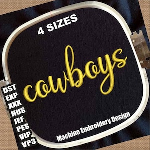 Cowboys 3D Puff Machine Embroidery Designs | Cowboys 3D Puffy Foam Letters Embroidery Patterns | 3D Puff Cowboys Letters DST Embroidery File
