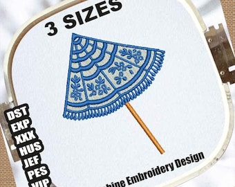 Kust golvende strandparaplu machine borduurwerk ontwerpen | Borduurpatroon paraplu | Zomerstrand-borduurbestand | Borduurbestand parasol