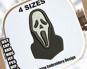 Scream Face Mask Machine Embroidery Designs | Halloween Ghost Embroidery Patterns | Horror Embroidery | Spooky Embroidery | Scary Embroidery