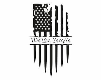 We The People Black Flag Logo Svg, We The People Distressed American Flag Png, We The People Flag Vector File, Patriotic Tattered Flag Svg