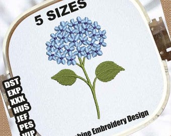 Hydrangea Machine Embroidery Designs | Blue Hydrangea Embroidery Patterns | Hydrangea Flowers Embroidery Files | Hydrangea Floral Embroidery