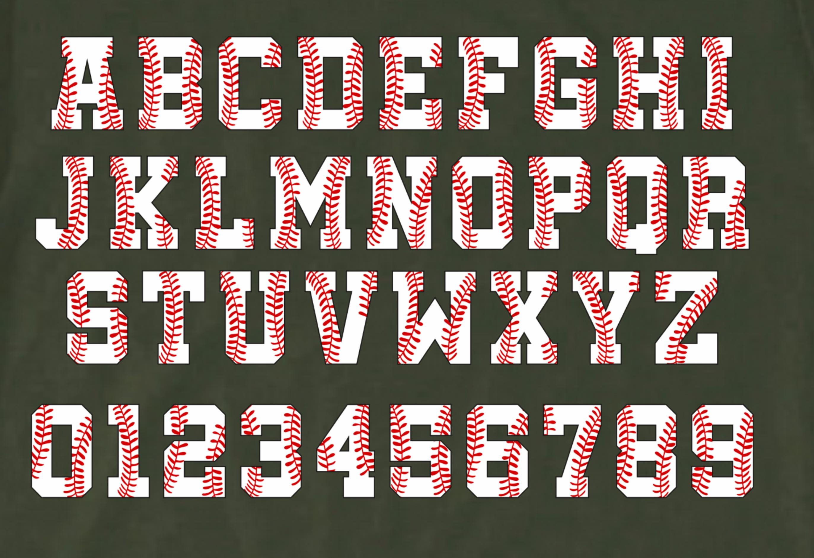 Baseball Alphabat and Numbers Svg, Baseball Font Png, Baseball Number ...