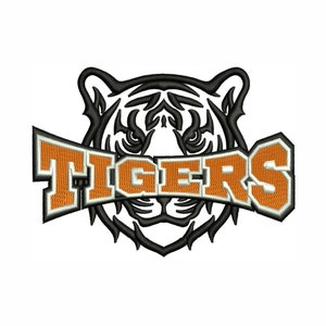 Tigers Mascot Logo Embroidery Design | Tigers Face Mascot Dst file | Tigers Logo Pes file | Tigers Embroidery Design | Tiger Head Embroidery