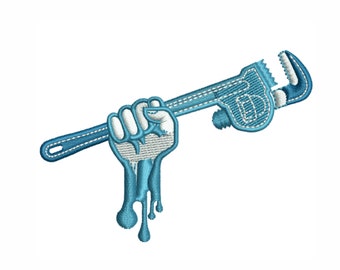 Klempner Logo Stickdatei | Klempner Handyman Stickmuster | Klempner Stickdatei DST PES Format