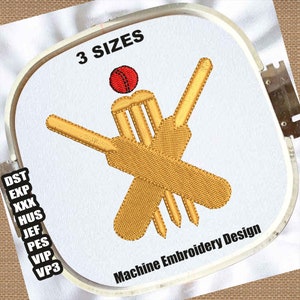 Cricket Logo Stickdatei, Stickdatei Cricket | Cricket Stempel und Ball DST-Datei | Cricket Stempel mit Kreuz Fledermaus PES File | Cricket Stickdatei für die Maschine