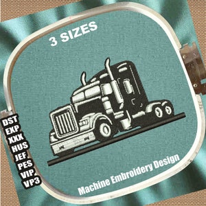 Semi Truck Trailer Embroidery Design | Truck Image DST File | Semi Truck PES File | Semi Tractor Trailer Truck Machine Embroidery Patterns