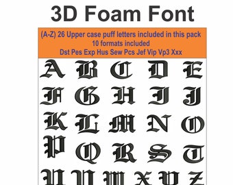 Raised puff Letter Pack Embroidery Design | 3D Puff Bundle Embroidery | 3D Foam Embroidery | 3D Puffy Embroidery | A to Z upper case letters