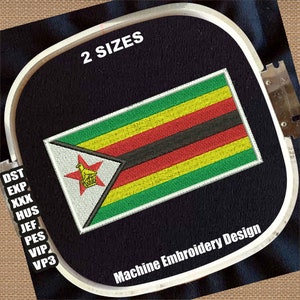 Flag of Zimbabwe Embroidery Pattern | Zimbabwe Flag DST File | Zimbabwe Nation Flag PES File | Zimbabwe Country Flag Machine Embroidery File
