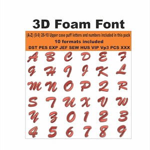 Raised Puff Letters Pack Embroidery Design | 3D Foam Bundle Embroidery Pattern | A to Z with 0 to 9 Upper Case letters and Number Embroidery