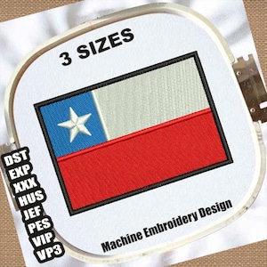 Flag of Chile Machine Embroidery Designs | Chile Flag Embroidery Patterns | Chile National Flag Embroidery Files | Flag DST Embroidery Files